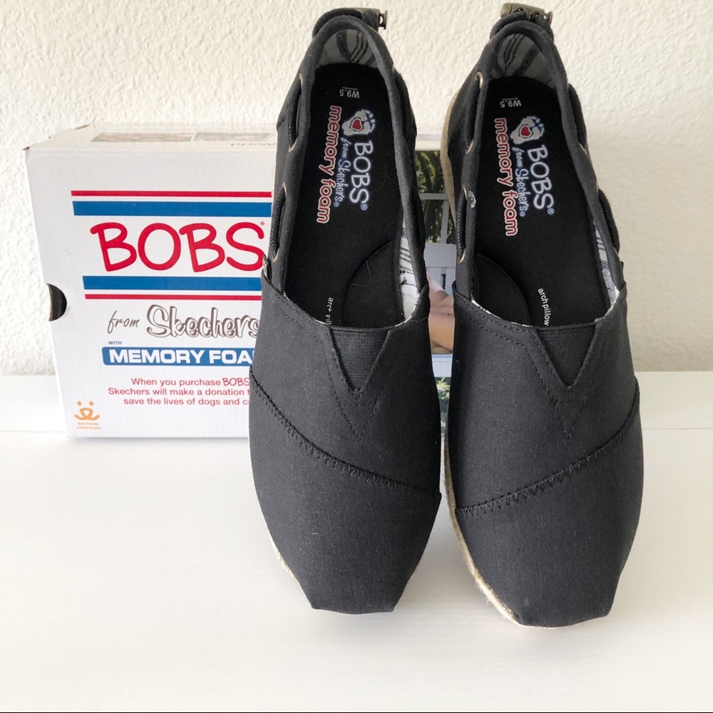 BOBS Set Sail Black Espadrilles with Memory Foam